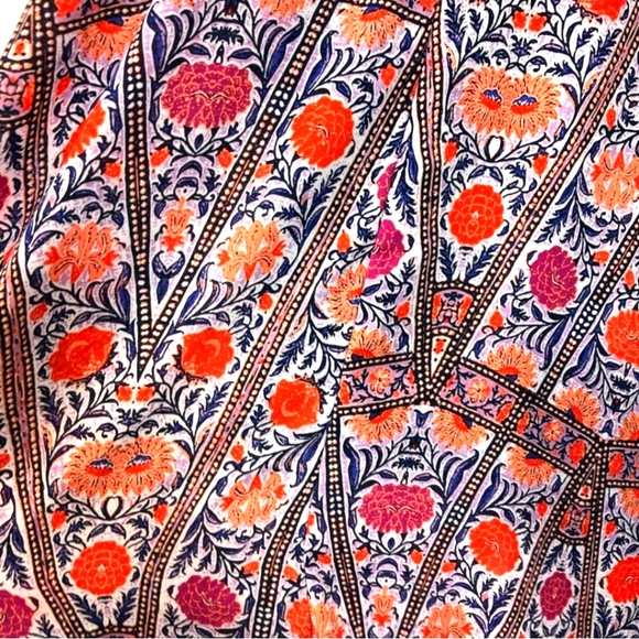 Lulus White, Blue, Orange Patterned Maxi Dress (L) - Picture 7 of 11